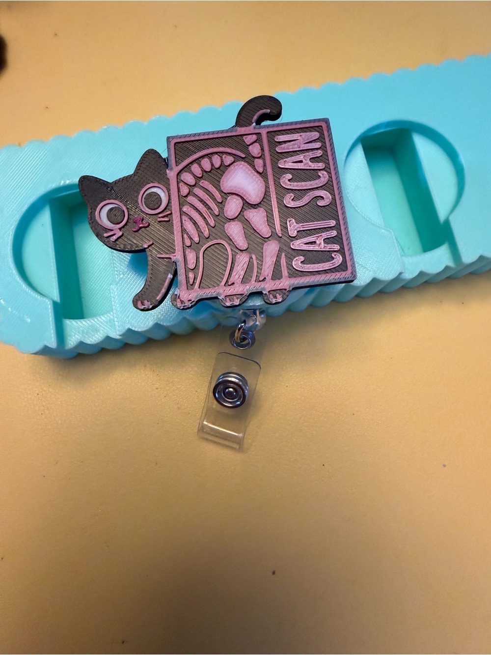 Cat scan interchangeable Badge Reel - Cute Cat Skeleton Design